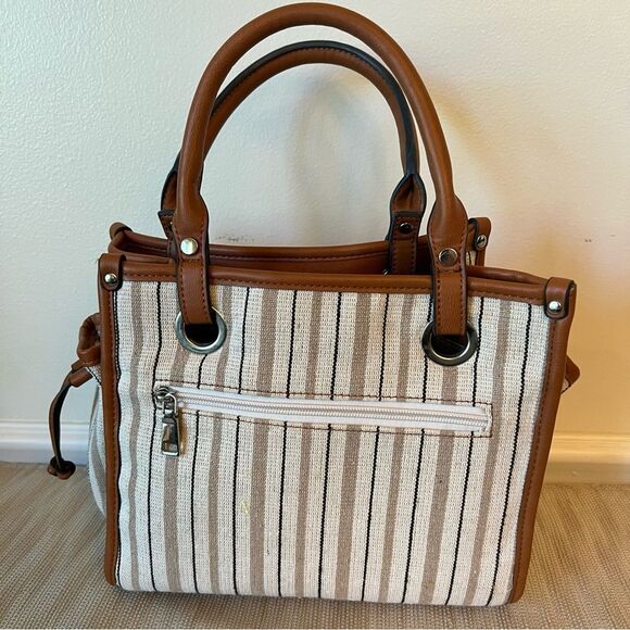 Simply Noelle Handbag leather & teak, brown, cream, black, & tan EUC! - Picture 8 of 16